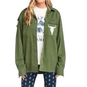 Show me your Mumu Western oversized distressed bull horn Long Sleeve shirt XL